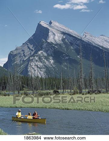 Canoeing In The Mountains, Banff, Alberta, Canada View Large Photo Image Picture - Canoeing In The Mountains, Banff, Alberta, Canada. Fotosearch