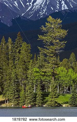Canoeing On Lake Beauvert. View Large Photo Image Stock Image - Canoeing On Lake Beauvert.. Fotosearch