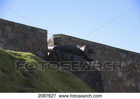 Canon In The Battlement Of The City Wall, Colonia, Uruguay View Large Photo Image Stock Photo - Canon In The Battlement Of The City Wall, Colonia, Uruguay. Fotosearch