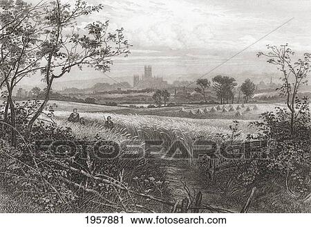 Canterbury, Kent, England Seen From Harbledown In The Late 19Th Century. From Our Own Country Published 1898 View Large Photo Image Stock Image - Canterbury, Kent, England Seen From Harbledown In The Late 19Th Century. From Our Own Country Published 1898. Fotosearch