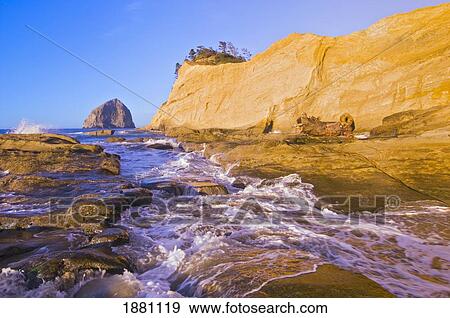 Stock Photo - Cape Kiwanda And Haystack Rock; Pacific City, Oregon, Usa. Fotosearch