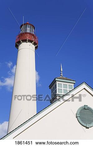 Stock Image - Cape May Lighthouse Museum; Cape May County, New Jersey, Usa. Fotosearch