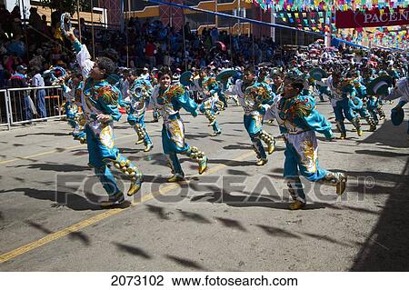 Stock Image - Caporales Dancers In The Procession Of The Carnaval De Oruro, Oruro, Bolivia. Fotosearch