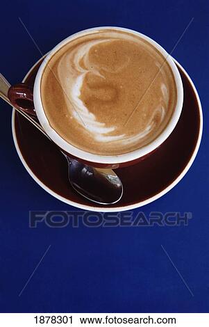Cappuccino On A Blue Table View Large Photo Image Stock Image - Cappuccino On A Blue Table. Fotosearch