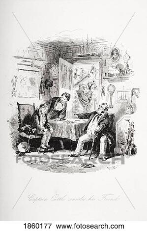 Stock Photo - Captain Cuttle Consoles His Friend. Illustration From The Charles Dickens Novel Dombey And Son By H. K. Browne Known As Phiz. Fotosearch