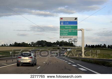 Stock Photography - Car Journey Through France, Road Signs, France. Fotosearch