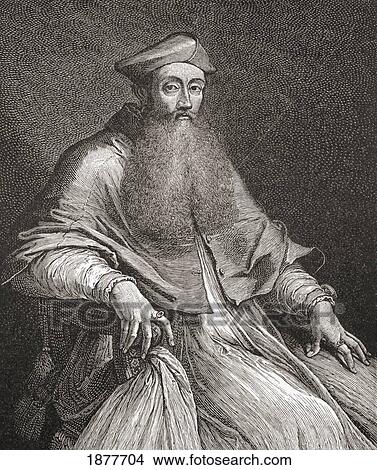 Picture - Cardinal Reginald Pole, 1500 To 1558. English Cardinal In The Roman Church, And Last Roman Catholic Archbishop Of Canterbury. From The Book Short History Of The English People By J. R. Green, Published London 1893.. Fotosearch
