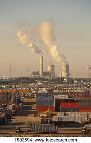 Picture - Cargo Containers In Jacksonville Port; Jacksonville, Florida, United States Of America. Fotosearch