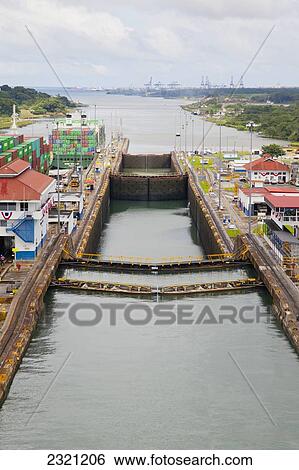 Cargo Ship in Gatun Locks; Panama Canal, Panama View Large Photo Image Stock Photograph - Cargo Ship in Gatun Locks; Panama Canal, Panama. Fotosearch