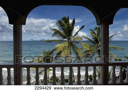 Caribbean, Grenada, Ocean view from Petite Anse Hotel at Laurant Point; Saueurs View Large Photo Image Stock Photo - Caribbean, Grenada, Ocean view from Petite Anse Hotel at Laurant Point; Saueurs. Fotosearch