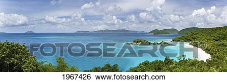 Caribbean, U. S. Virgin Islands, St. John, Trunk Bay, Tropical Seascape And Beach. View Large Photo Image Stock Photograph - Caribbean, U. S. Virgin Islands, St. John, Trunk Bay, Tropical Seascape And Beach.. Fotosearch