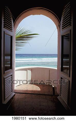 Caribbean, View Of Ocean Scenic From Inside Room Through Doorway. View Large Photo Image Stock Image - Caribbean, View Of Ocean Scenic From Inside Room Through Doorway.. Fotosearch