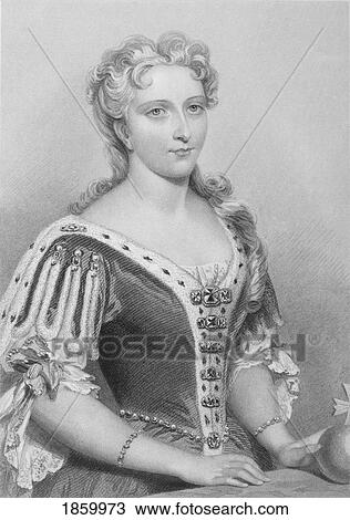 Stock Image - Caroline Of Ansbach, 1683-1737. Queen Consort Of King George Ii Of England. Engraved By G. Brown After J. W. Wright. From The Book The Queens Of England, Volume Ii By Sydney Wilmot. Published London Circa. 1890.. Fotosearch