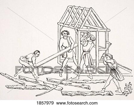 Carpenters. 19Th Century Reproduction Of Miniature In 15Th Century Manuscript Chroniques De Jainaut View Large Photo Image Stock Photo - Carpenters. 19Th Century Reproduction Of Miniature In 15Th Century Manuscript Chroniques De Jainaut. Fotosearch