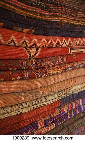 Stock Photo - Carpets In Stall In Souk, Marrakesh, Morocco. Fotosearch