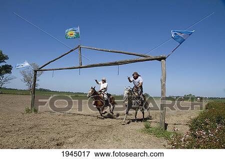 Stock Photo - Carrera de sortija (Race of the Ring), traditional game, Estancia Santa Susana, Los Cardales, Provincia de Buenos Aires, Argentina. Fotosearch