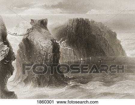 Carrick-A-Rede, County Antrim, Ireland. Drawn By W. H. Bartlett, Engraved By C. Cousen. From ôThe Scenery And Antiquities Of Irelandö By N. P. Willis And J. Stirling Coyne. Illustrated From Drawings By W. H. Bartlett. Published London C. 1841. View Large Photo Image Stock Image - Carrick-A-Rede, County Antrim, Ireland. Drawn By W. H. Bartlett, Engraved By C. Cousen. From ôThe Scenery And Antiquities Of Irelandö By N. P. Willis And J. Stirling Coyne. Illustrated From Drawings By W. H. Bartlett. Published London C. 1841.. Fotosearch