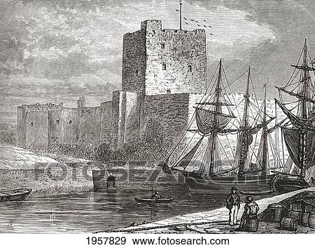 Stock Photo - Carrickfergus Castle, Carrickfergus, County Antrim, Northern Ireland In The Late 19Th Century. From Our Own Country Published 1898. Fotosearch