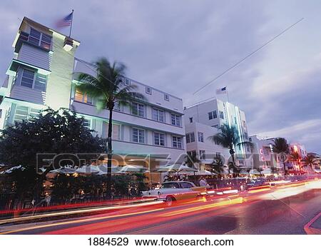Cars Driving In Front Of Buildings In South Beach, Blurred Motion View Large Photo Image Stock Photo - Cars Driving In Front Of Buildings In South Beach, Blurred Motion. Fotosearch