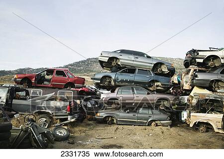 Cars In Junkyard; British Columbia, Canada View Large Photo Image Stock Photography - Cars In Junkyard; British Columbia, Canada. Fotosearch