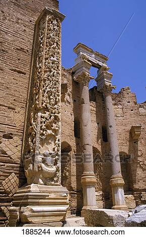 Carved Column, Severan Basilica View Large Photo Image Picture - Carved Column, Severan Basilica. Fotosearch