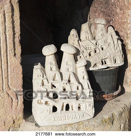 Stock Image - Carved Souvenirs Of The Rock Sites; Ortahisar Nevsehir Turkey. Fotosearch