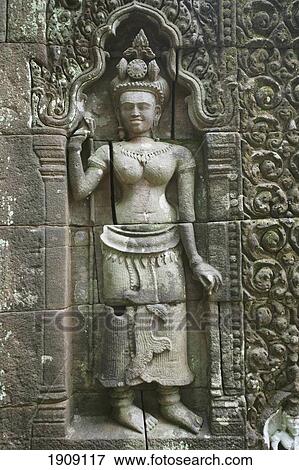 Stock Photo - Carvings At Wat Phu Khumer Temple, Champasak, Laos. Fotosearch