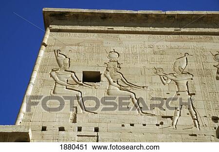 Carvings On Pylon At Temple Of Philae View Large Photo Image Stock Image - Carvings On Pylon At Temple Of Philae. Fotosearch