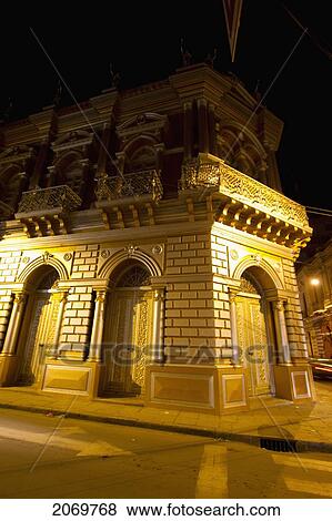Stock Photo - Casa Dorada At Night, Tarija, Bolivia. Fotosearch