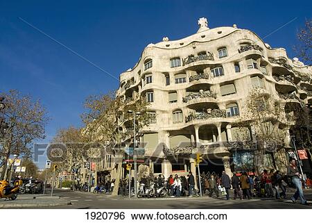 Casa Mila, Also Known As La Pedrera, In Passeig De Gracia, Barcelona, Spain View Large Photo Image Stock Photograph - Casa Mila, Also Known As La Pedrera, In Passeig De Gracia, Barcelona, Spain. Fotosearch