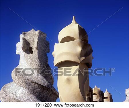 Stock Image - Casa Mila Chimneys. Fotosearch