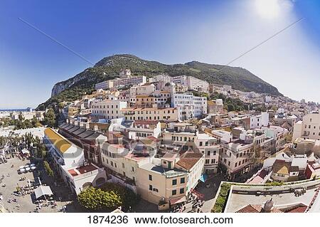 Stock Photograph - Casemates Square And Main Street; Gibraltar. Fotosearch