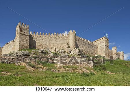 Stock Photo - Castillo De Santa Olalla Del Cala; Sierra De Aracena, Huelva, Andalusia, Spain. Fotosearch