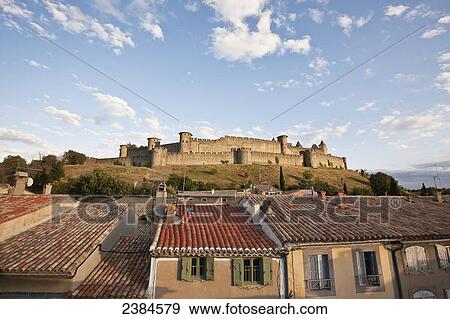 Castle and ramparts viewed from the balcony of a bed and breakfast accommodation; Carcassonne, Languedoc-Rousillion, France View Large Photo Image Stock Photo - Castle and ramparts viewed from the balcony of a bed and breakfast accommodation; Carcassonne, Languedoc-Rousillion, France. Fotosearch