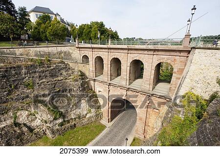 Stock Photo - Castle Bridge By The Bock Casemates, Luxembourg. Fotosearch
