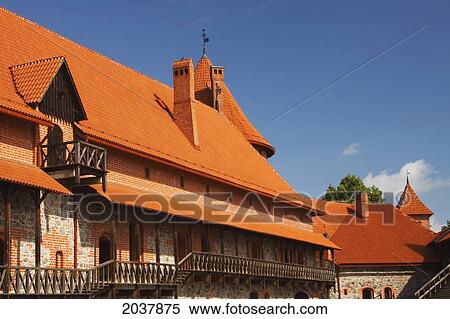 Stock Photography - Castle Courtyard; Trakai Lithuania. Fotosearch