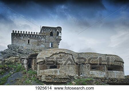 Castle In Balneario Beach; Tarifa, Cadiz, Andalusia, Spain View Large Photo Image Picture - Castle In Balneario Beach; Tarifa, Cadiz, Andalusia, Spain. Fotosearch