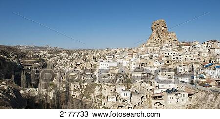 Stock Image - Castle Of Ortahisar And The Town; Ortahisar Nevsehir Turkey. Fotosearch