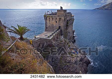 Stock Image - Castle on the Amalfi Coast; Italy. Fotosearch