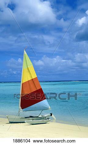 Catamaran On Tropical Beach View Large Photo Image Picture - Catamaran On Tropical Beach. Fotosearch