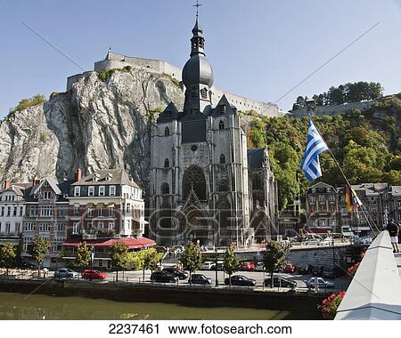 Stock Image - Cathedral And Citadel; Dinant Namur Belgium. Fotosearch