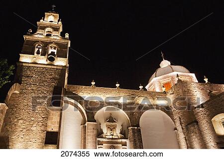 Stock Photography - Cathedral At Night, Morelia, Michoac. Fotosearch