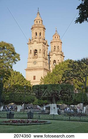 Stock Image - Cathedral In The Late Afternoon, Morelia, Michoac. Fotosearch