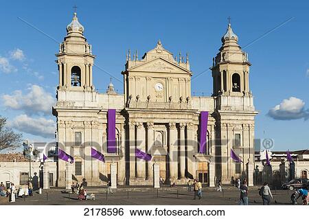 Cathedral Of Guatemala City With Pedestrians Walking In Front; Guatemala City Guatemala View Large Photo Image Stock Photograph - Cathedral Of Guatemala City With Pedestrians Walking In Front; Guatemala City Guatemala. Fotosearch