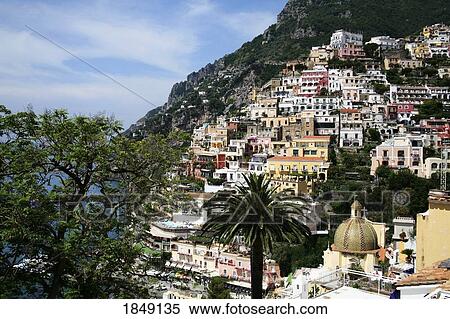 Stock Photography - Cathedral Of Our Lady Of The Assumption, Positano, Amalfi Coast, Italy; Coastal Buildings And Church. Fotosearch