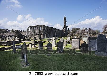 Stock Image - Cathedral Of Saint Andrew And Cemetery; Fife Scotland. Fotosearch
