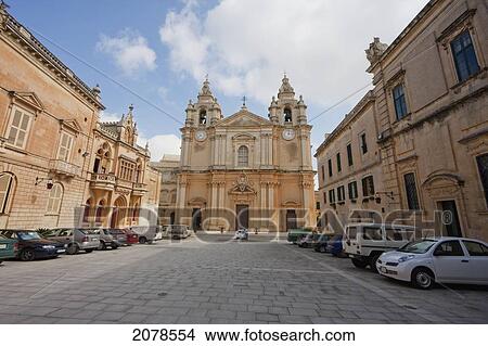 Cathedral Of Saint Peter & Saint Paul, Mdina, Malta View Large Photo Image Picture - Cathedral Of Saint Peter & Saint Paul, Mdina, Malta. Fotosearch
