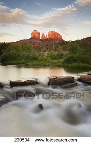 Stock Image - Cathedral Rock At Red Rock Crossing; Sedona Arizona Usa. Fotosearch