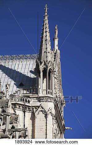 Picture - Cathedral Spires And Roof With A Blue Sky Background; Paris, France. Fotosearch