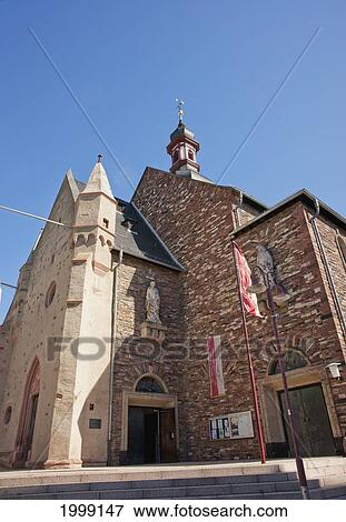 Catholic Church Of St. James; Rudesheim Am Rhein Rheingau-Taunus-Kreis Germany View Large Photo Image Stock Photo - Catholic Church Of St. James; Rudesheim Am Rhein Rheingau-Taunus-Kreis Germany. Fotosearch